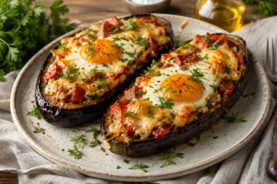 Баклажаны &laquo;Сытные лодочки&raquo;: внутри сыр, овощи и яйцо &mdash; вкуснота в духовке без тонны масла